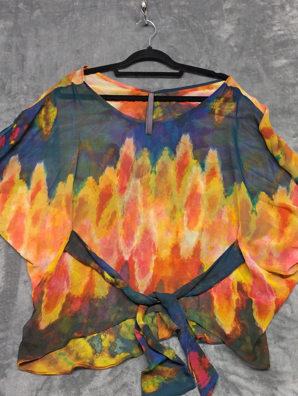 ABI Ferrin Multi colored Tie Front Blouse Sz SM